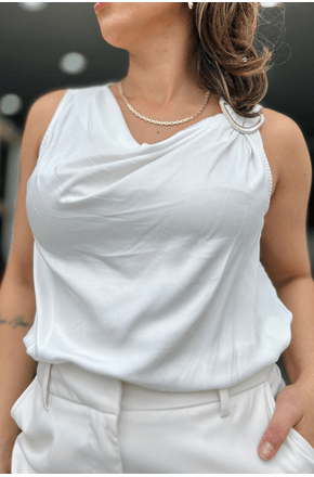 Blusa Sem Mangas Branco Lunender